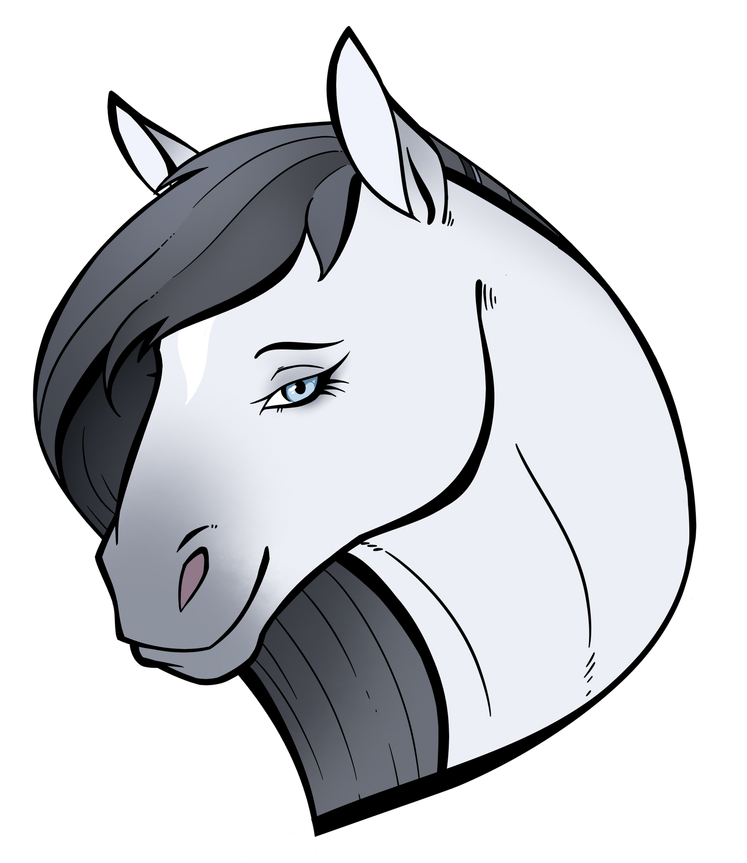 A digital picture of riverdream - the anthro horse/mare, she has dark hair, a white coat and has a sultry look.