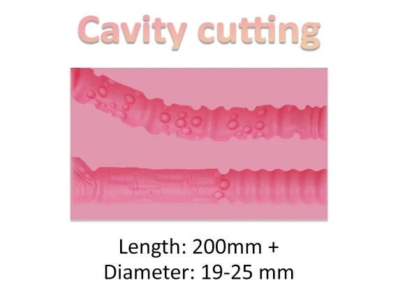 Diagram of the internal cavity of the riverdream sex toy, it shows the length at 200mm and diameter at 19-25mm
